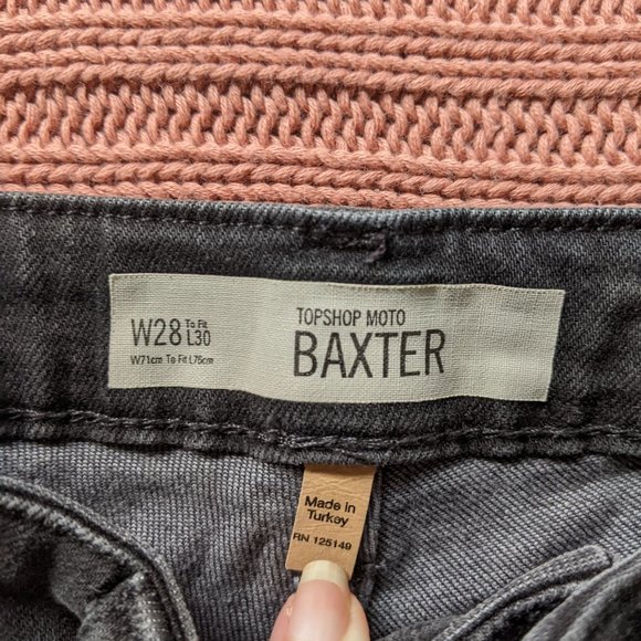 Topshop Moto Baxter Black Faded Jeans W28 L30 - Picture 2 of 2